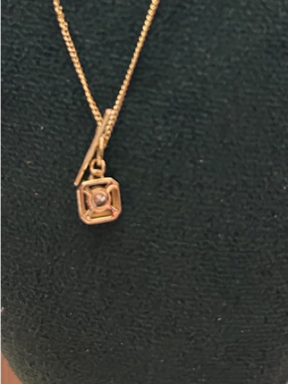 Adina Eden Gold Square Design Solitaire CZ Stone with a Toggle Accent NEW - Picture 4 of 5